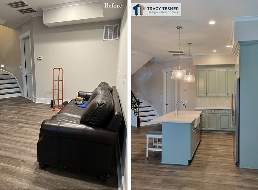Before and After Basement Remodeling with Kitchenette